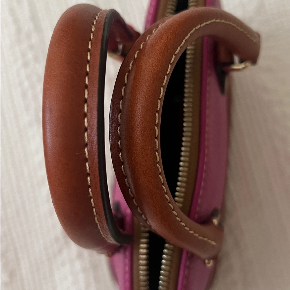 Dooney & Bourke Fuchsia and Brown Satchel - Picture 8 of 9